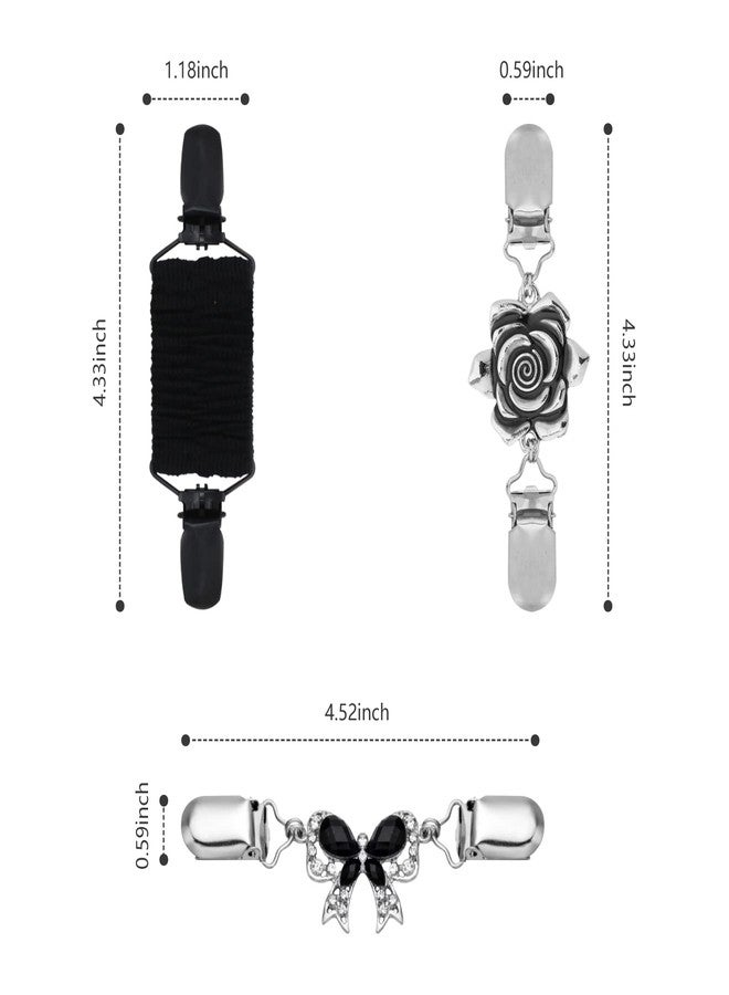 ATCEME 3 Pcs Vintage Elastic Shawl Cardigan Collar Clips & Back Pant Waist Tightener Clothes Brooch Clips for Women, 3 Styles - Image 5